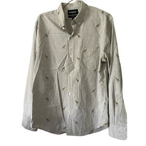 Bonobos Slim Fit Shirt in Light Gray giraffe print medium business‎ casual